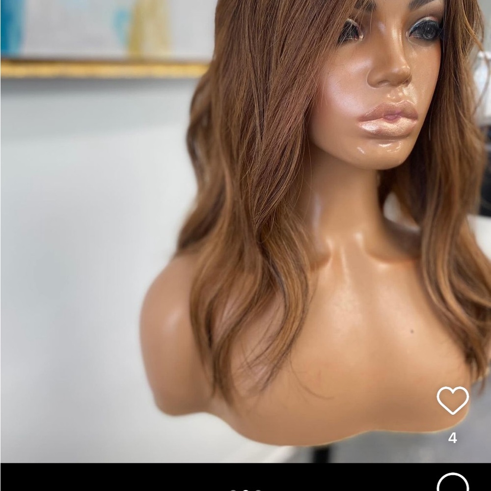 Warm red Wavy human Hair Wig